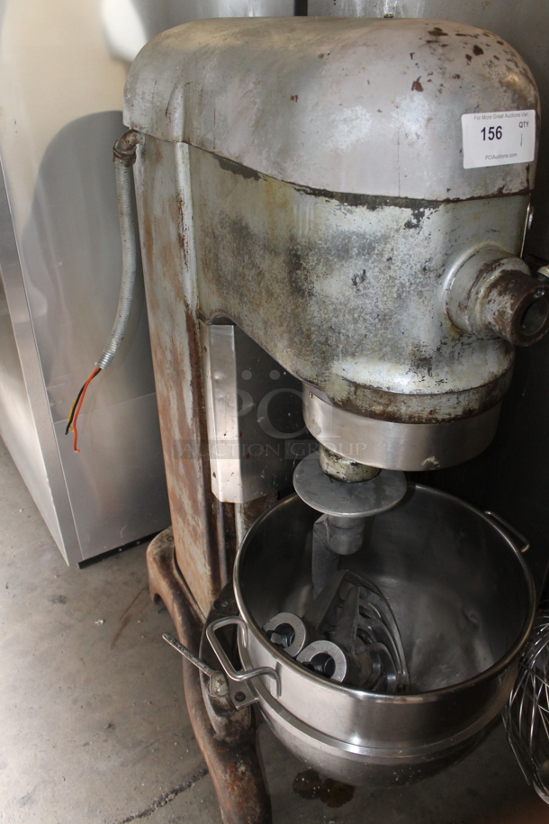 Hobart H-600T Metal Commercial Floor Style 60 Quart Planetary Dough Mixer w/ Stainless Steel Mixing Bowl, Whisk, Dough Hook and 2 Paddle Attachments. 208 Volts, 3 Phase.  - Image 6 of 12