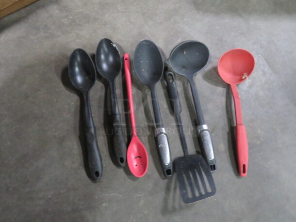One Lot Of Assorted Poly Utensils.