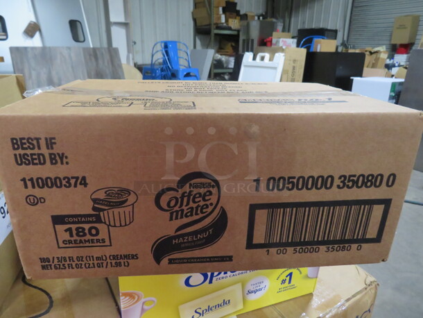 One Case Of 180 Nestle Hazelnut Coffee Creamers.