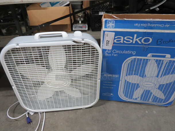 One NEW Lasko Box Fan. Cracked On Top See Pic. - Image 1 of 2