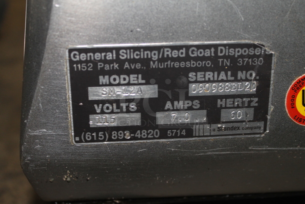 General Slicing SM-12A Stainless Steel Commercial Countertop Automatic Meat Slicer w/ Blade Sharpener. 115 Volts, 1 Phase.  Tested and Working! - Image 7 of 7
