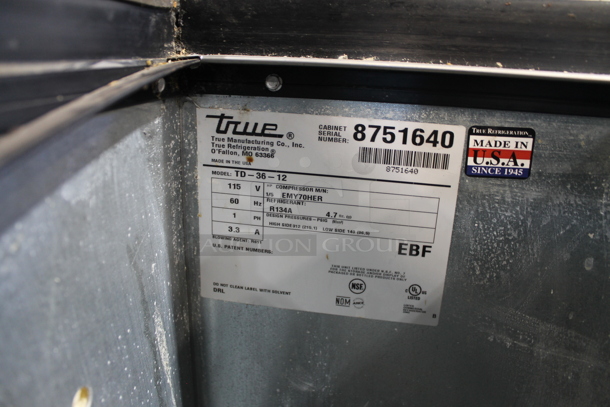 2016 True TD-36-12 Stainless Steel Commercial Back Bar Bottle Cooler w/ Sliding Lid. 115 Volts, 1 Phase. Tested and Powers On But Does Not Get Cold - Image 3 of 3