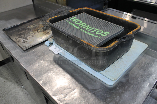 ALL ONE MONEY! Lot of Various Items Including Hornitos Bar Mat, Poly Bin and 2 Blue Cutting Boards - Image 2 of 4