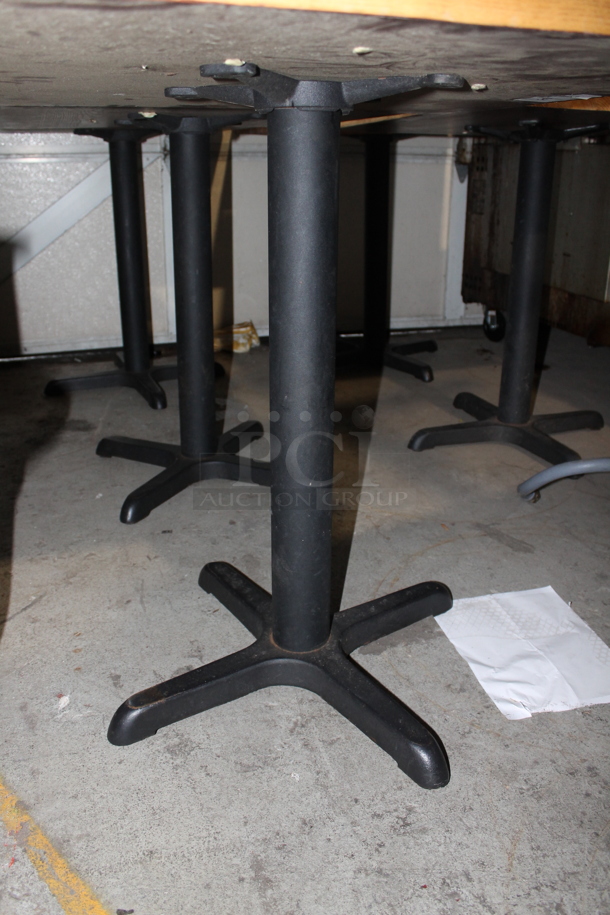 2 Wooden Dining Height Tables on Black Metal Table Base. 2 Times Your Bid! - Image 3 of 4