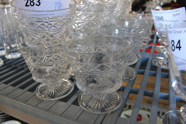 18 Glass Footed Bowls. 3.5x3.5x3.5. 18 Times Your Bid!