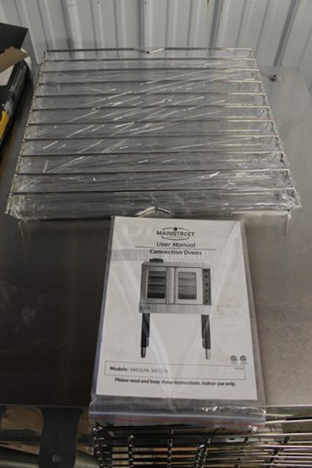 	BRAND NEW SCRATCH AND DENT! 2023 Mainstreet FGC100 Stainless Steel Commercial Natural Gas Powered Full Size Convection Oven w/ View Through Doors, Metal Oven Racks and Thermostatic Controls. No Legs. Comes w/ Gas Hose Kit! 54,000 BTU - Image 5 of 10
