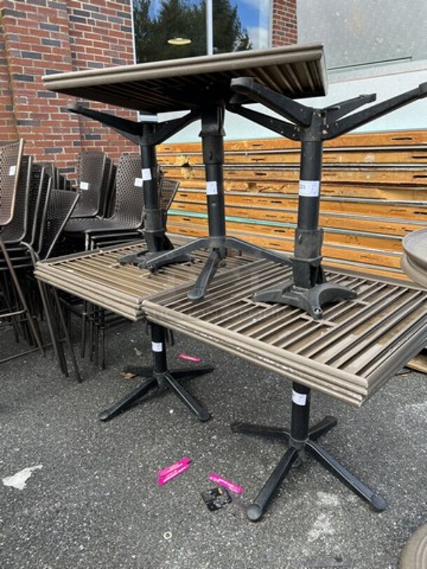 Brown Dining Height Outdoor Patio Table. Stock Picture - Cosmetic Condition May Vary. 35x35x30 - Image 3 of 3