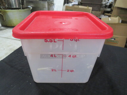 One 6 Quart Food Storage Container With Lid.