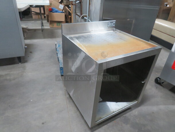 One Krowne Stainless Steel Under Bar Drain Table With Under Storage, Will Hold 2 Dishwasher Racks.  Model# 18-GSB1. 24X23.5X31 - Image 3 of 3