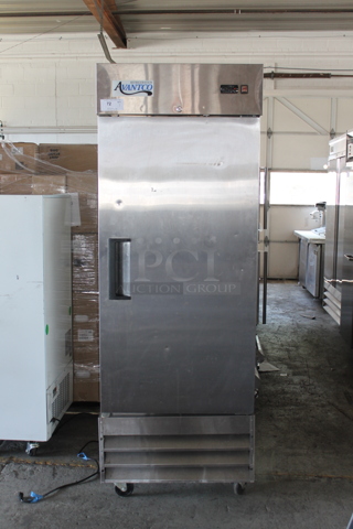 Avantco 178A23RHC Stainless Steel Commercial Single Door Reach In Cooler on Commercial Casters. 115 Volts, 1 Phase. Tested and Working!
