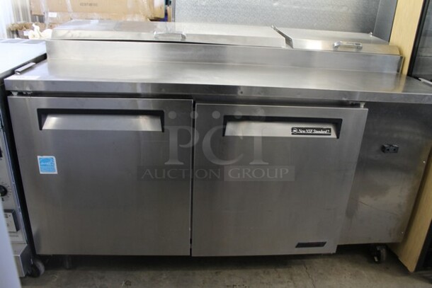 Turbo Air TPR-67SD ENERGY STAR Stainless Steel Commercial Pizza Prep Table on Commercial Casters. 115 Volts, 1 Phase.  Tested and Working! - Image 1 of 7