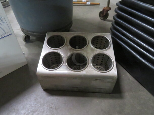 One Stainless Steel Flatware Organizer With 6 Cylinders. 14.5X12X8 - Image 1 of 1