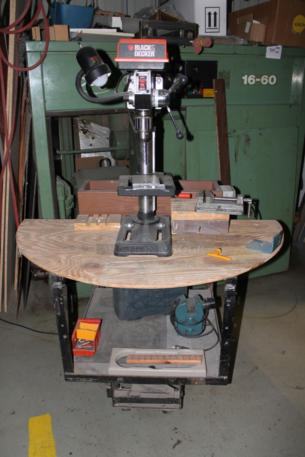 Black & Decker BDDP100 10" 5 Speed Drill Press on Metal Cart w/ Commercial Casters. - Image 1 of 9