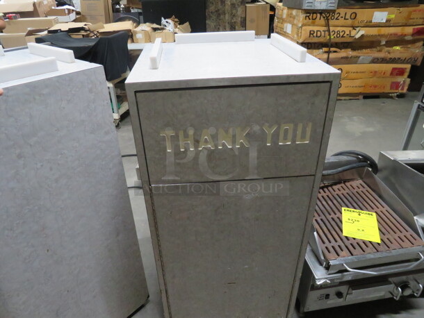 One 1 Door Trash Receptacle On Casters. 21X21X43 - Image 2 of 2