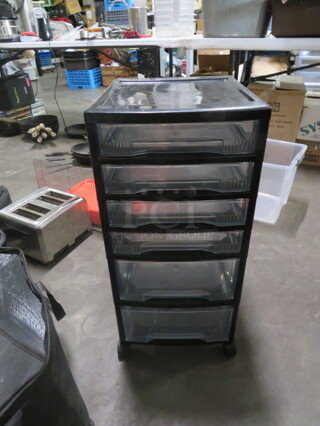 One Poly 6 Drawer On Casters. 12.5X15.5X26.5