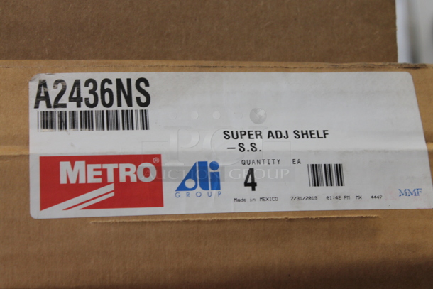 2 BRAND NEW! Boxes of 4 Metro A2436NS Chrome Finish Wire Shelves. 2 Times Your Bid! - Image 4 of 4