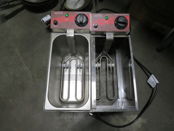 One Avantco Tabletop Double Fryer. Missing 1 Pan. Model# 177PC102. 120 Volt. 3000 Watt.  - Image 2 of 2