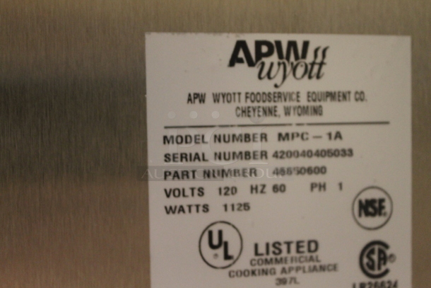 APW Wyott MPC-1A Stainless Steel Commercial Countertop Popcorn Machine and Merchandiser. 120 Volts, 1 Phase. Cannot Test - Unit Trips Breaker - Image 5 of 5