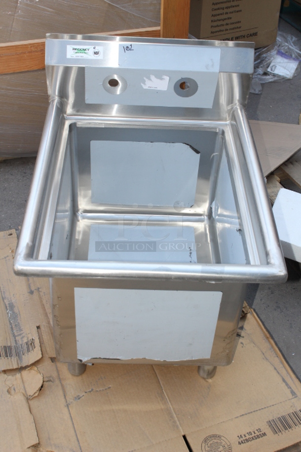 BRAND NEW SCRATCH & DENT! Regency 23" 16 Gauge Stainless Steel One Compartment Commercial Sink - 18" x 24" x 14" Bowl - Sink component only.  - Image 2 of 6