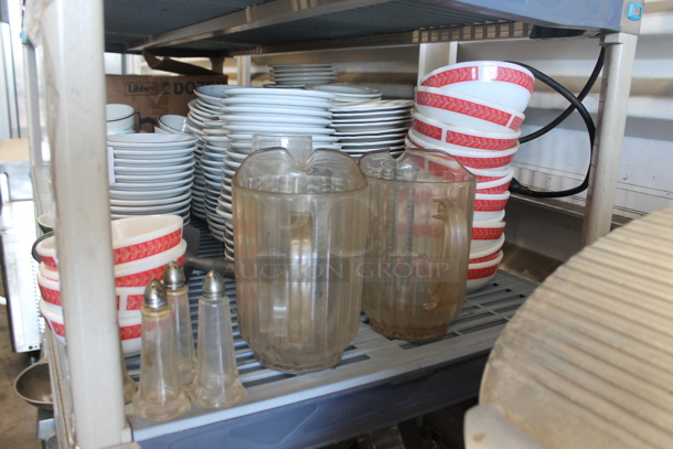 ALL ONE MONEY! Lot of Various Items Including Metal Ice Scooper, Salt Shakers, Beverage Glasses, Ceramic Bowls and Poly Pitchers. - Image 2 of 5