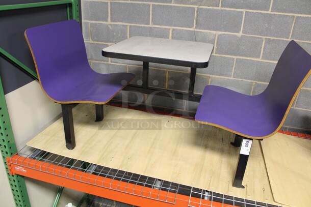 NEW! Commercial Booth Set With Table And 2 Chairs. Set is 64x23.5x34