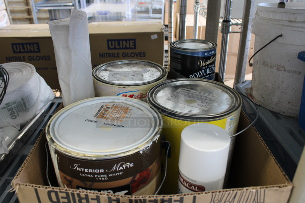 ALL ONE MONEY! Lot of Various Cans Including Paint and Polyurethane Interior.  - Image 1 of 6