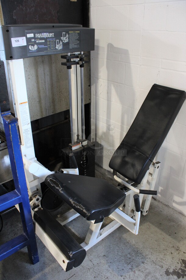Paramount Model AP-2000 Metal Commercial Floor Style Leg Extension Machine. Maxes Out At 250 Pounds. 37x50x62