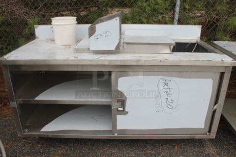 BRAND NEW SCRATCH AND DENT! Stainless Steel Commercial Counter w/ Cut Out, Back Splash, Under Shelves and Door. 