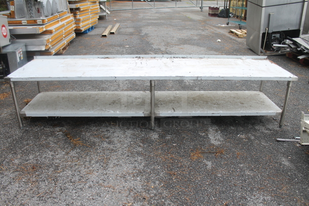 BRAND NEW SCRATCH AND DENT! Stainless Steel Commercial Equipment Stand w/ Back Splash and Under Shelf. - Image 1 of 3