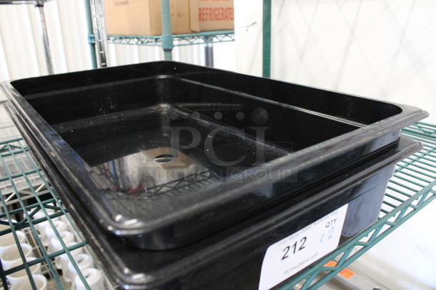 ALL ONE MONEY! Lot of 2 Black Poly 1/2 Size Drop In Bins! 1/2x4 - Image 2 of 3