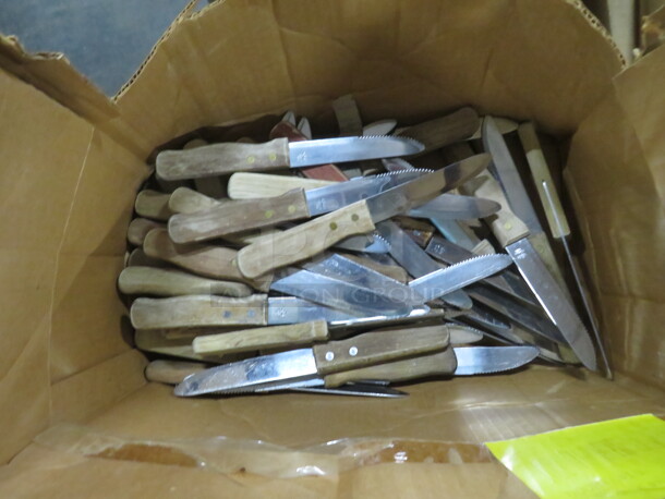 One Mega Lot Of Wooden Handle Steak Knives. ALL 1 $$$! - Image 1 of 1