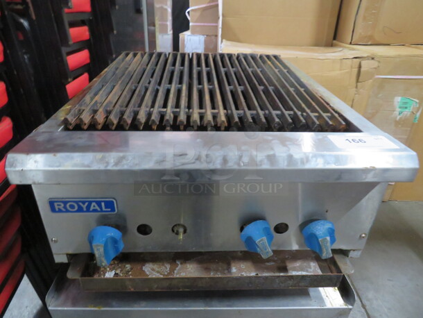 One Natural Gas Royal Charbroiler. Missing 1 Knob. Model# RRB-24. 24X30X15