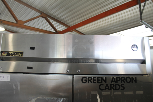 2015 True TG2R-2S Stainless Steel Commercial 2 Door Reach In Cooler w/ Poly Coated Racks on Commercial Casters. Tested and Working! - Image 2 of 6