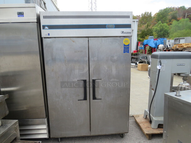 One Everest 2 Door Freezer With 2 Racks On Casters. Model# ESF2. 115 Volt. 49X32X79 - Image 1 of 4