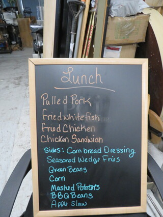 One 17X23  Wood Framed Chalk Board.