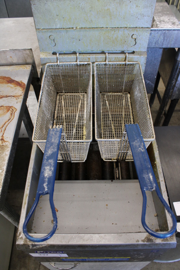 2021 Pitco Frialator Model 40D Stainless Steel Commercial Natural Gas Powered Floor Style Deep Fat Fryer w/ 2 Metal Fry Baskets. 107,000 BTU. 15.5x30x47 - Image 4 of 6