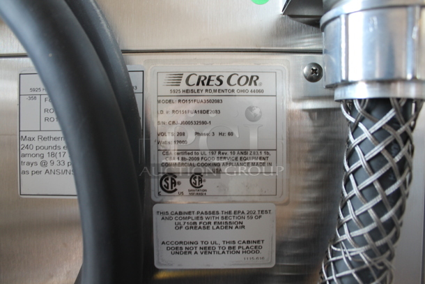 BRAND NEW! CresCor RO151RUA3502083 Quiktherm 350 Stainless Steel Commercial 2 Half Size Door Cook and Hold Cabinet on Commercial Casters. 208 Volts, 3 Phase.  Stock Pictures Used. - Image 5 of 7