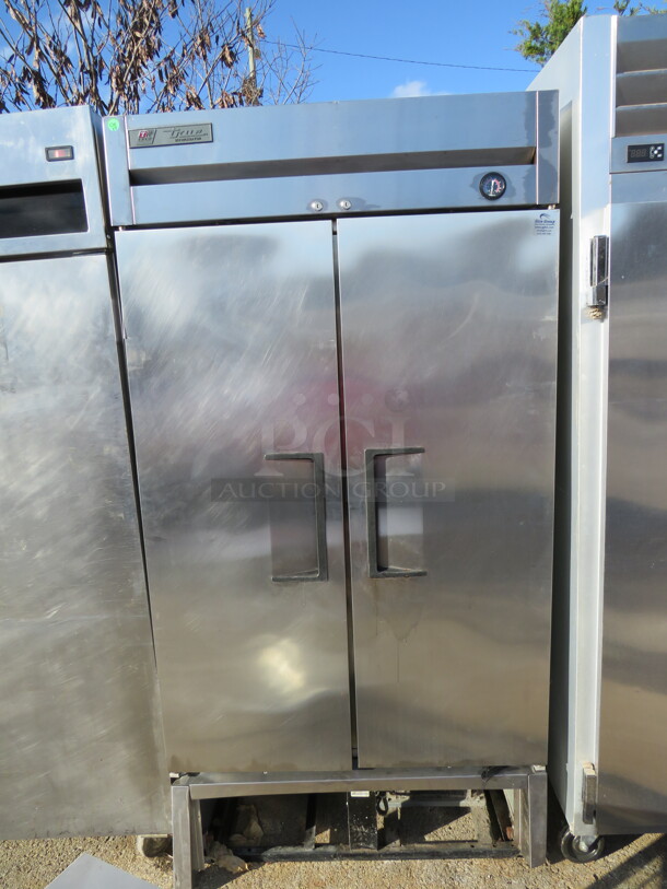 One True 2 Door Refrigerator With 3 Racks. Missing Bottom Panel. Model# T-35. 115 Volt. 39.5X30X78. $4969.60. - Image 1 of 3