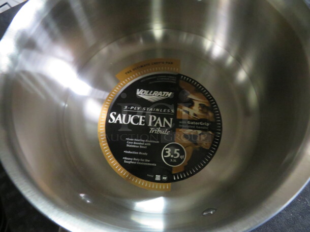 One NEW Vollrath 3.5 Quart Stainless Steel Saute Pan With Gator Grip Handle.   #77741 - Image 2 of 2