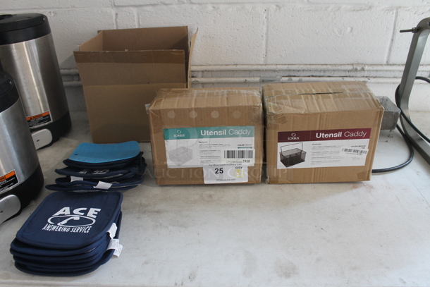 ALL ONE MONEY! Lot of BRAND NEW IN Box Sorbus Utensil Caddies In White And Brown And Lot Of Blue Pot Holders.  - Image 1 of 5