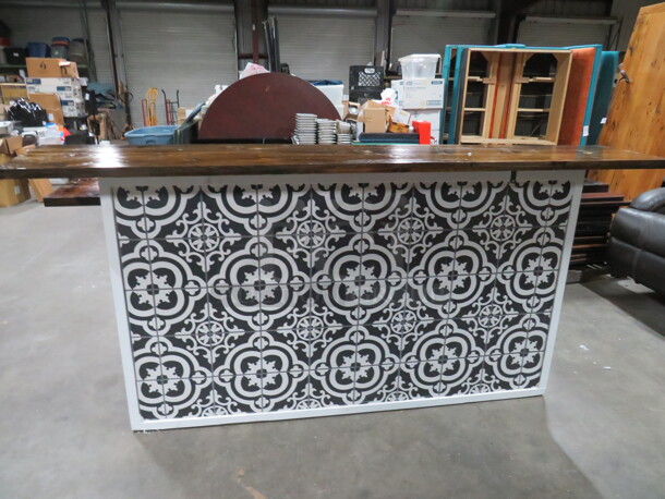 One Wooden Bar With 4 Under Shelves. 96X36X46 - Image 1 of 4