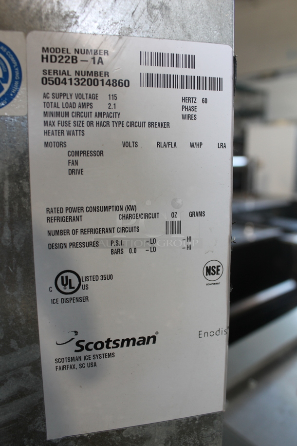 Scotsman HD22B-1A Commercial Stainless Steel Electric Hotel Ice Dispenser. 115V.  - Image 6 of 7