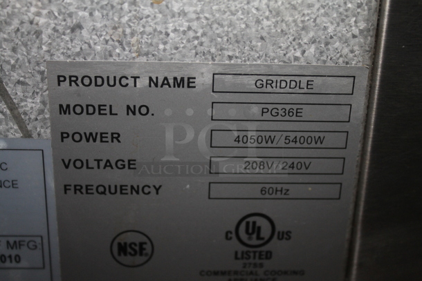 Globe PG36E Stainless Steel Commercial Countertop Electric Powered Flat Top Griddle. 208/240 Volts. - Image 5 of 5