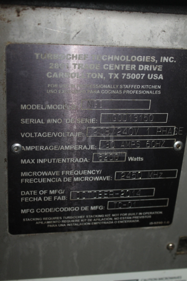 2014 Turbochef NGO Metal Commercial Countertop Electric Powered Rapid Cook Oven. 208/240 Volts, 1 Phase.  - Image 4 of 4