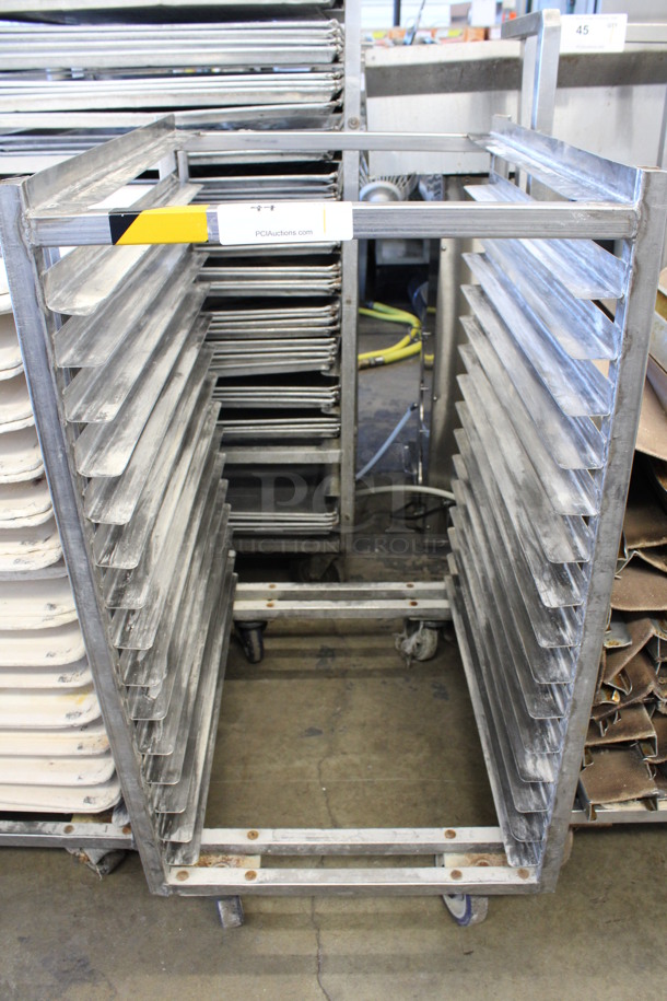 Metal Commercial Pan Transport Rack on Commercial Casters. 20.5x26x40