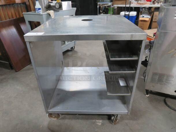 One Stainless Steel Cabinet With SS Under Shelf On Casters. 29X28X33 - Image 3 of 4