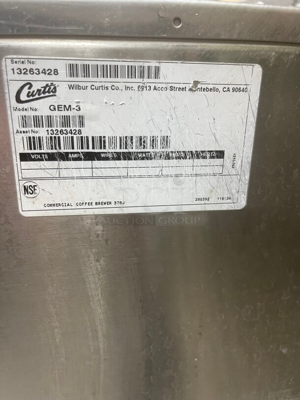 Working! Curtis GEM-3/GEM-8  1.5 Gallon Satellite Commercial Coffee Server With Warmer Stand NSF 115 Volt Tested and Working! - Image 4 of 10