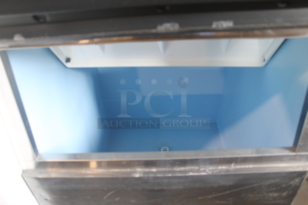 Hoshizaki Commercial Stainless Steel Electric Ice Machine With Storage Bin On Black Legs.  - Image 4 of 9