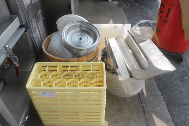 ALL ONE MONEY! Lot of Various Items Including Poly Dish Caddies, Metal Dome Lids and Pieces - Image 1 of 4