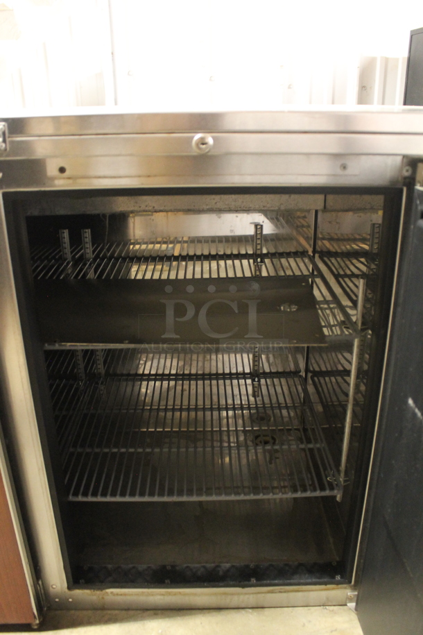 Perlick BS84 Commercial Stainless Steel Solid Door Back Bar Cooler With Steel Racks And Faux Wood Cabinets. 115V, 1 Phase. Tested and Powers On But Does Not Get Cold - Image 6 of 8